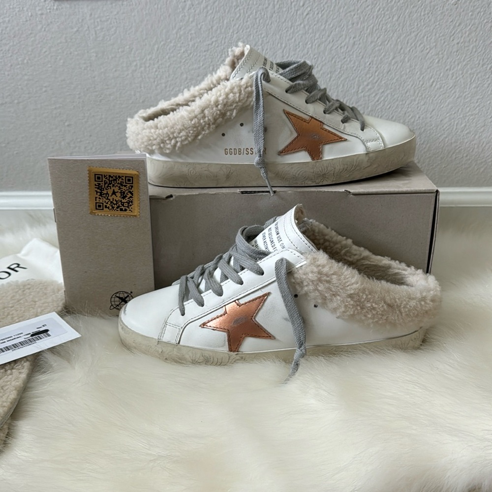 Golden Goose shearling superstar sabot